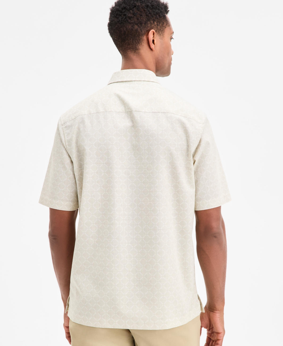 Alfani Men's Lipson Short Sleeve Geo Print Button-front Shirt, Exclusively At Macy's In White