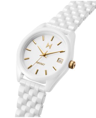 Women's Rise Boyfriend White Ceramic Bracelet Watch, 36mm