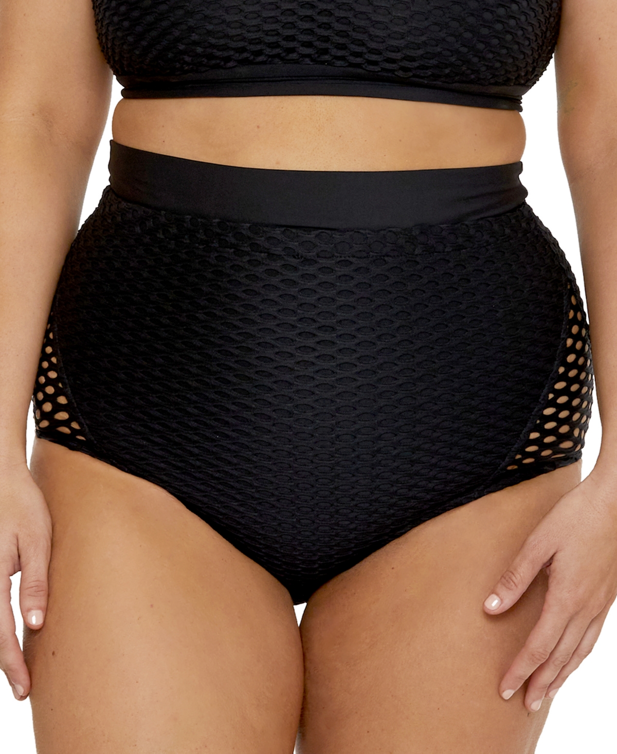 Shop Becca Etc Women's Castaway Textured High Waist Bikini Bottoms In Black