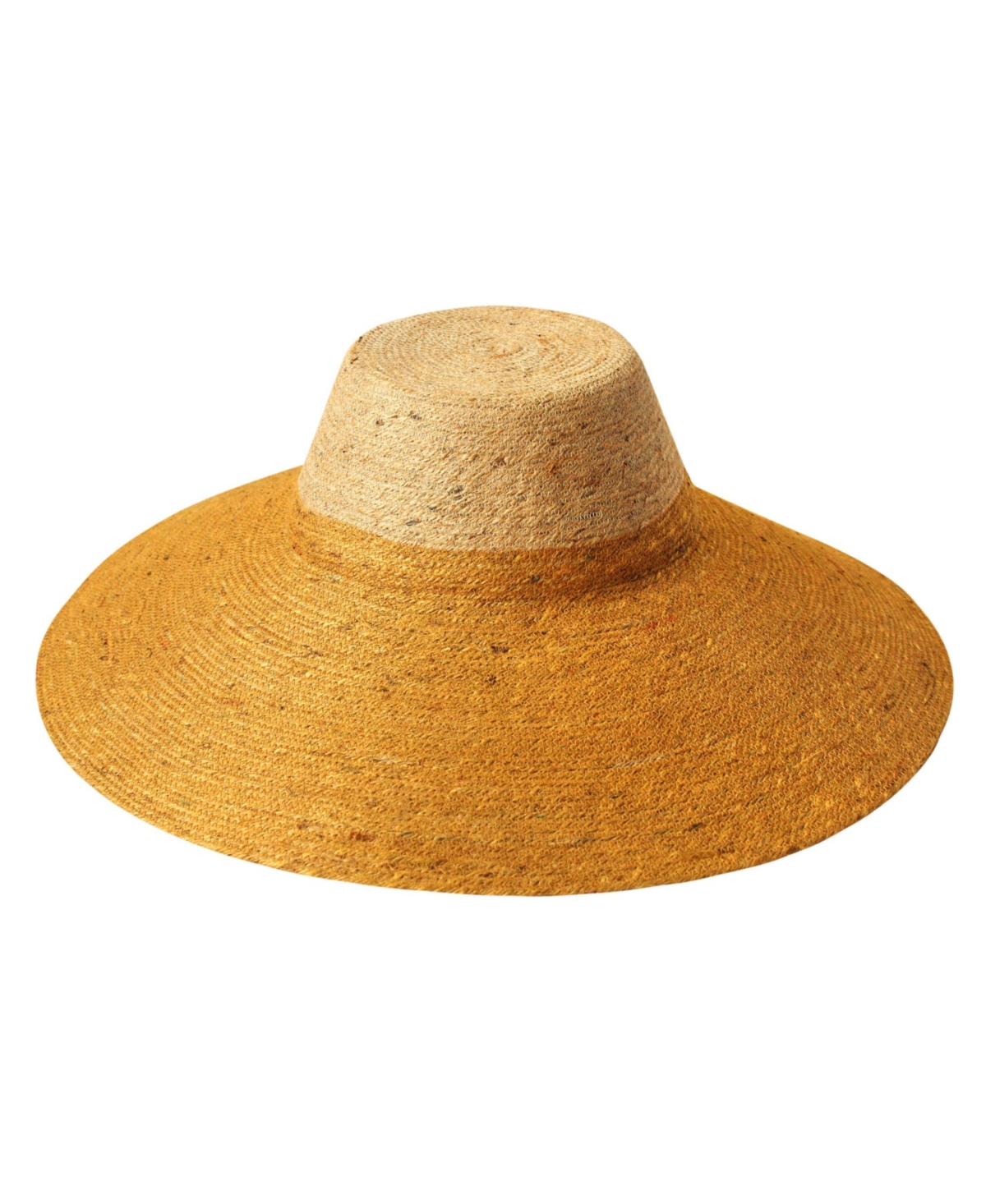 Riri Duo Jute Handwoven Straw Hat In Nude & Golden Yellow - Mocca brown