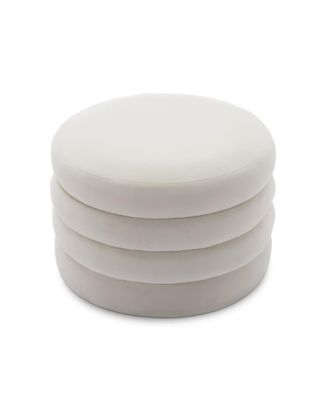 Round Velvet Storage Ottoman, 24" Upholstered Footstool, Makeup Stool, Bedroom Bench, Living Room Accent Seat