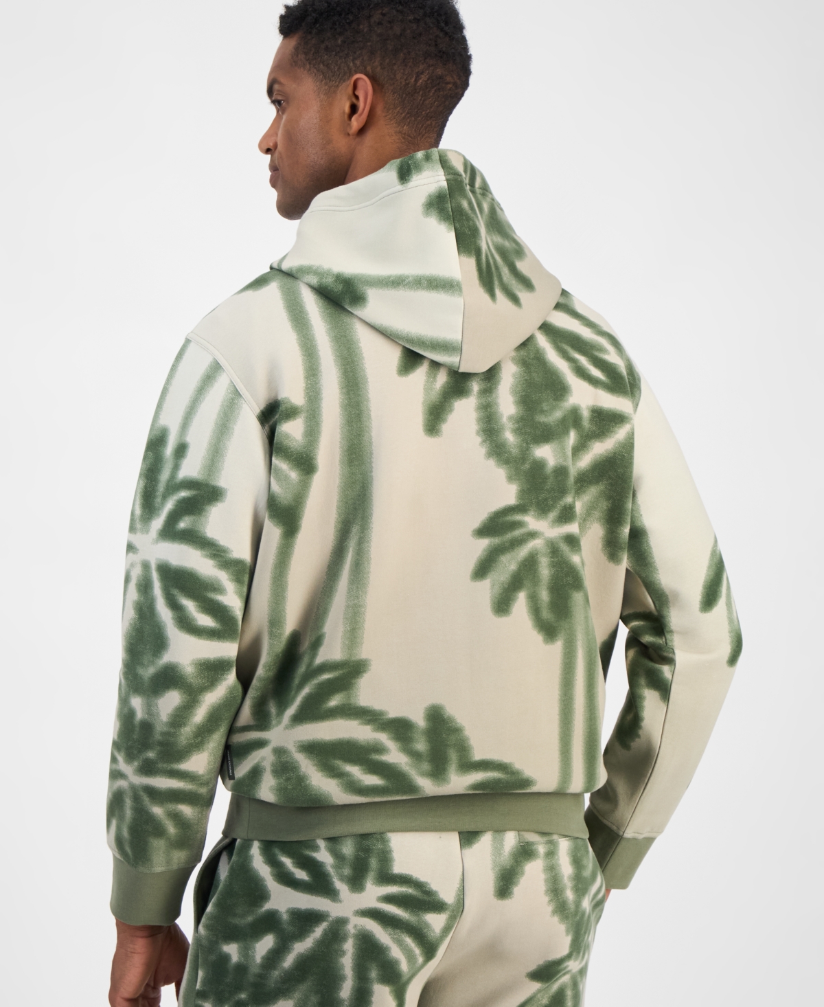 A|X Armani Exchange Men's Long Sleeve Palm Tree Print Hoodie