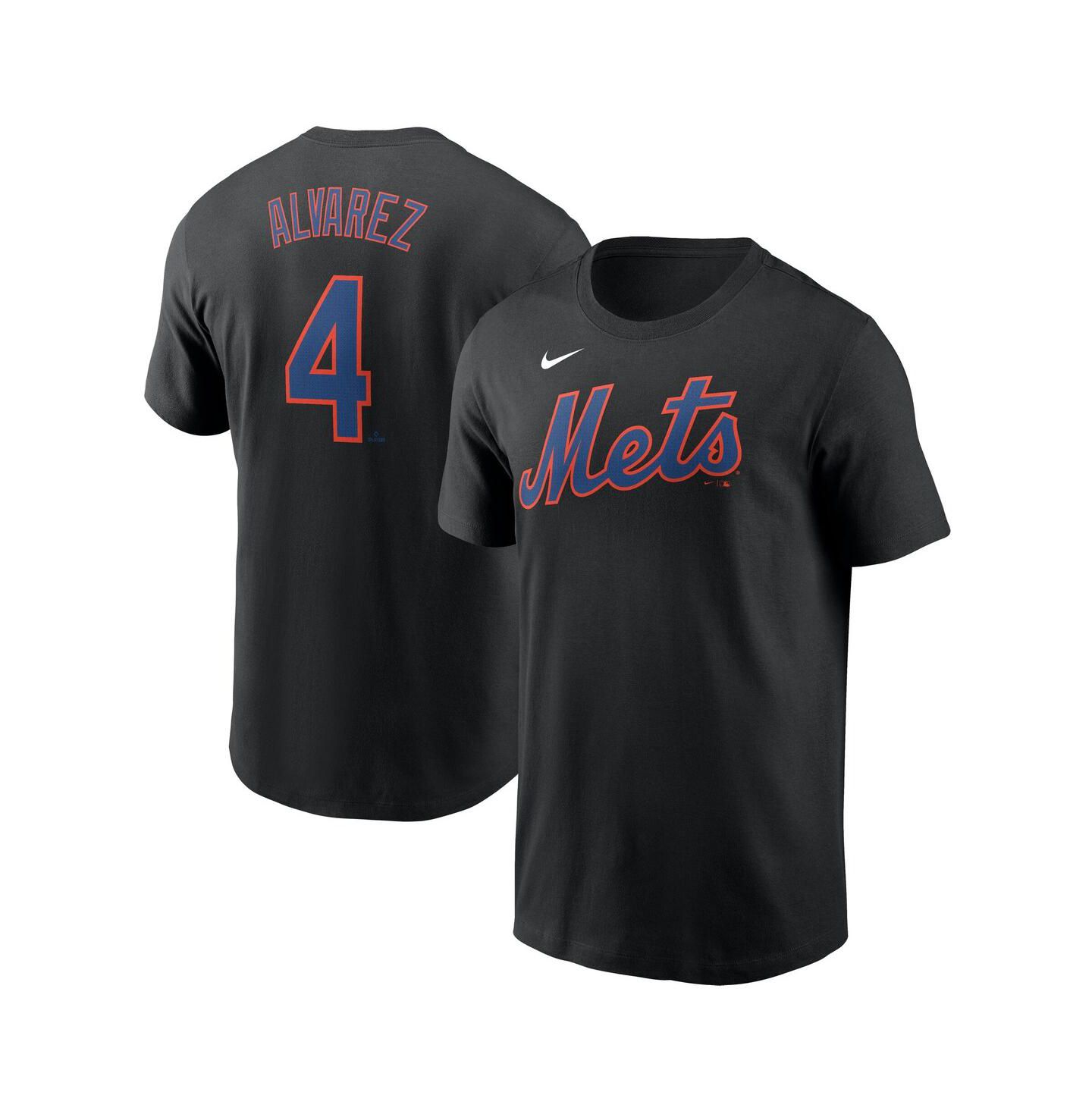 Мужская футболка Nike Francisco Alvarez Black New York Mets Fuse Name & Number — фото 1