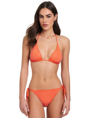 Shop Red Carter Womens Rhinestone Trim Classic Triangle Bikini Top Side Tie Hipster Bikini Bottoms