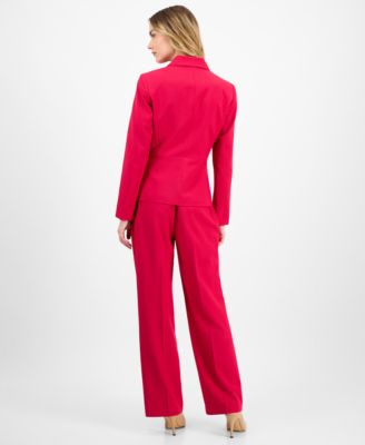Women's Crepe Two-Button Jacket & Pull-On Pantsuit Set, Regular & Petite