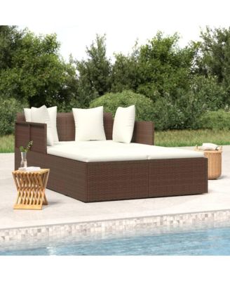 Sunbed with Cushions 71.7"x46.5"x24.8" Poly Rattan