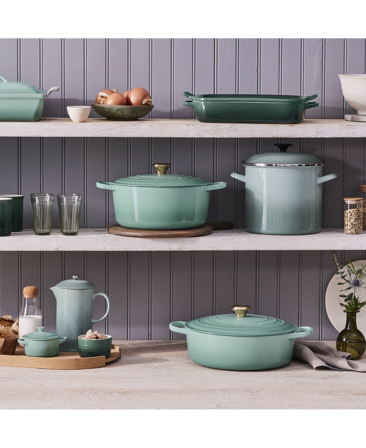 Le Creuset 8-quart Enameled Stainless Steel Stock Pot In Sea Salt