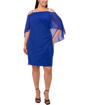 MSK - Plus Size Embellished Cold-Shoulder Draped Shift Dress