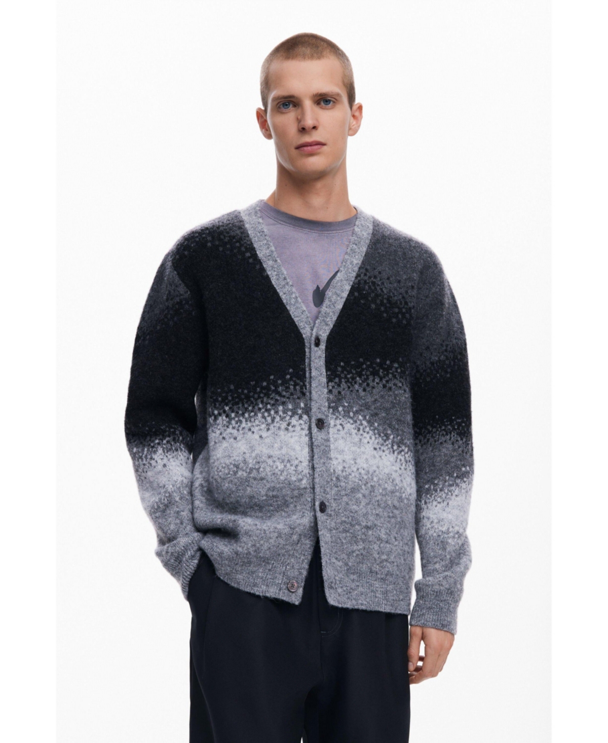 Men's Ombre knit cardigan - Black