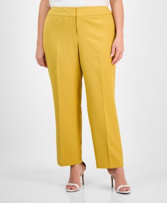 Plus Size Crepe One-Button Straight-Leg Pantsuit Set