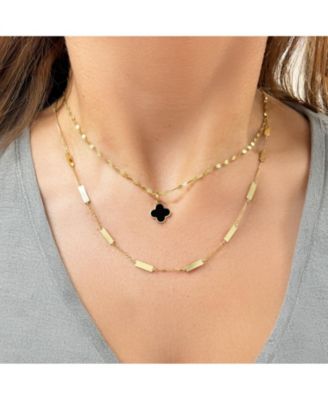 Onyx Clover Charm 14K Gold - 10 millimeters