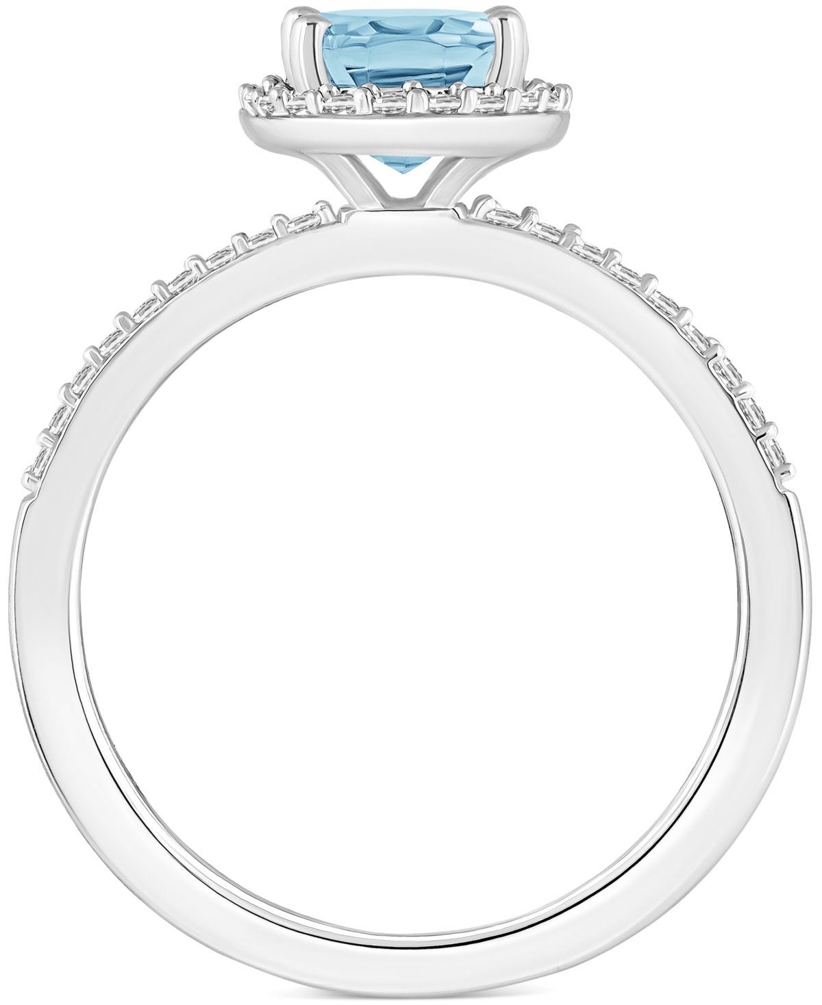 Macy's Lab-created Ruby (1-1/4 Ct. T.w.) & Lab-created White Sapphire (1/5 Ct. T.w.) Halo Ring In 10k White In Aquamarine,white Gold