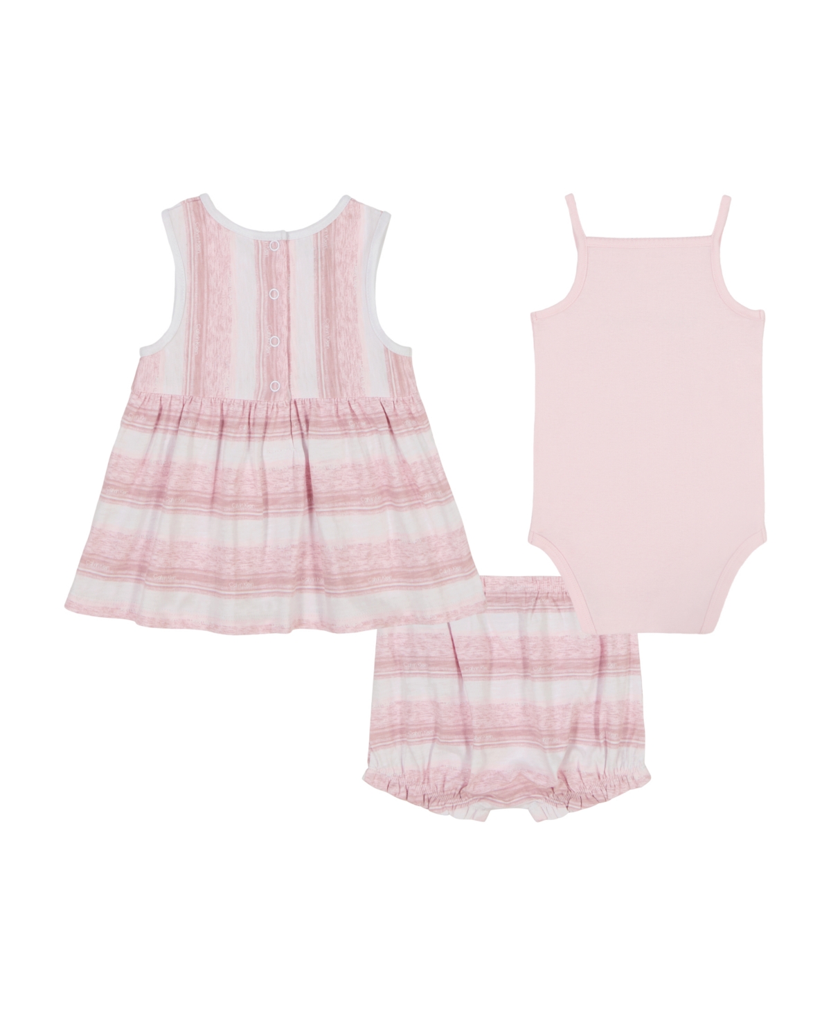 Calvin Klein Baby Girls 3-piece Striped Slub Jersey Tunic Set With Tank Bodysuit Set