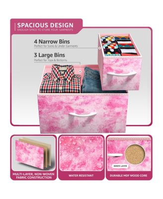 Dresser with 7 Drawers - Storage Chest Organizer with Steel Frame, Wood Top, Handles, Fabric Bins