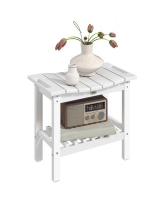 2-Tier Outdoor Side Table, Shower Bench with Handles