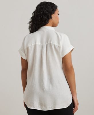 Plus Size Linen Dolman Sleeve Top 