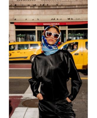 Double Sided Wool Silk Scarf Of Blue Bird