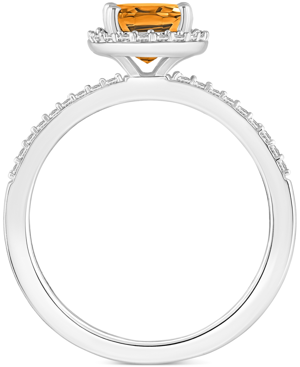 MACY'S BLUE TOPAZ (1-3/5 CT. T.W.) & LAB CREATED WHITE SAPPHIRE (1/5 CT. T.W.) OVAL HALO RING IN 10K WHITE  