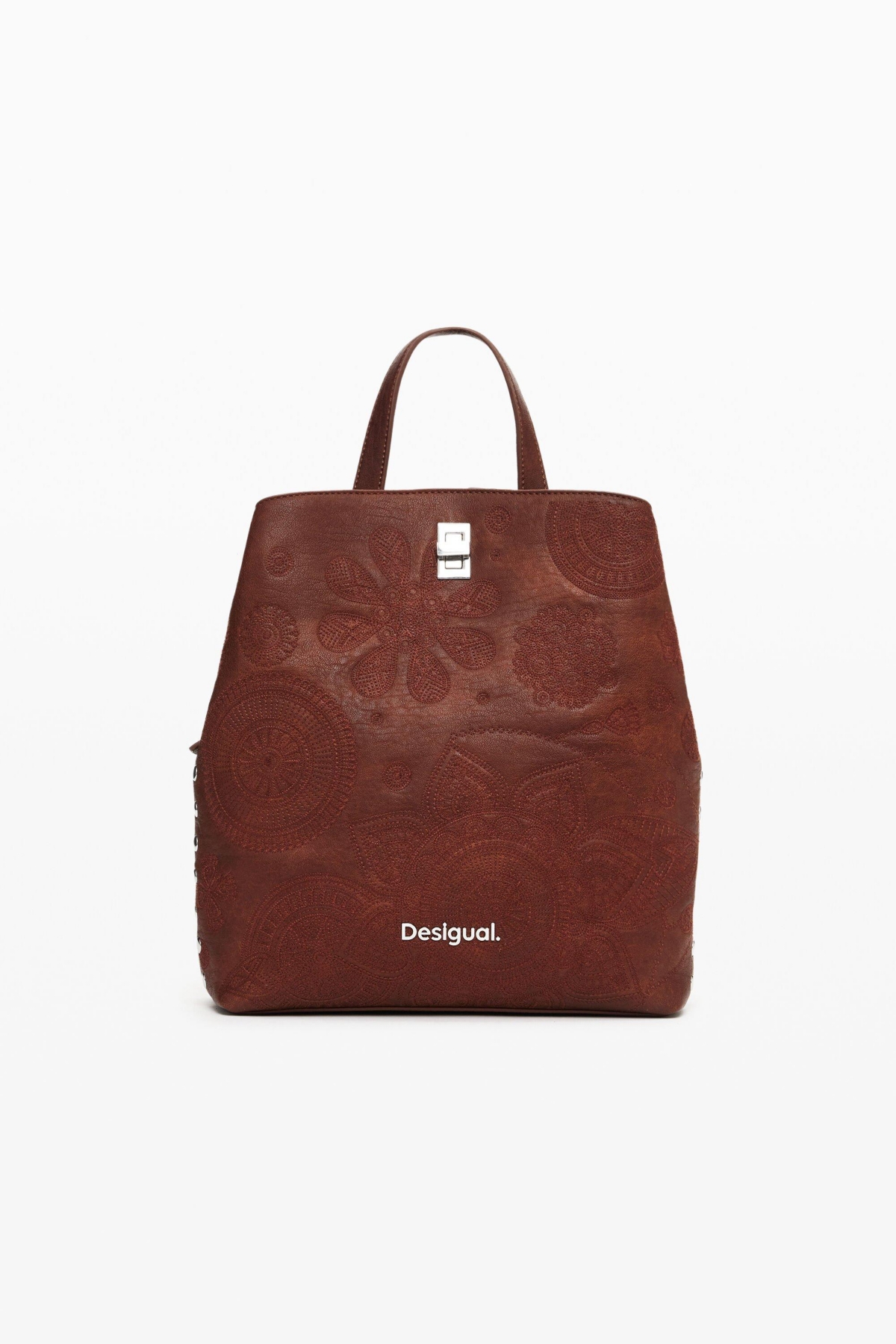 Women's Embroidered flower backpack - Camel