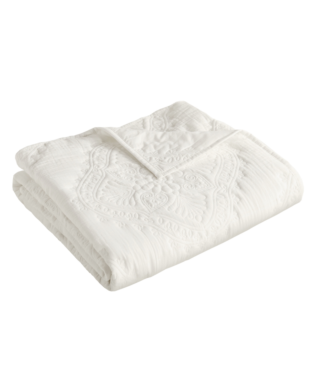 Levtex Muslin Stitch Stitching Quilted Throw, 50" X 60" In Off-white