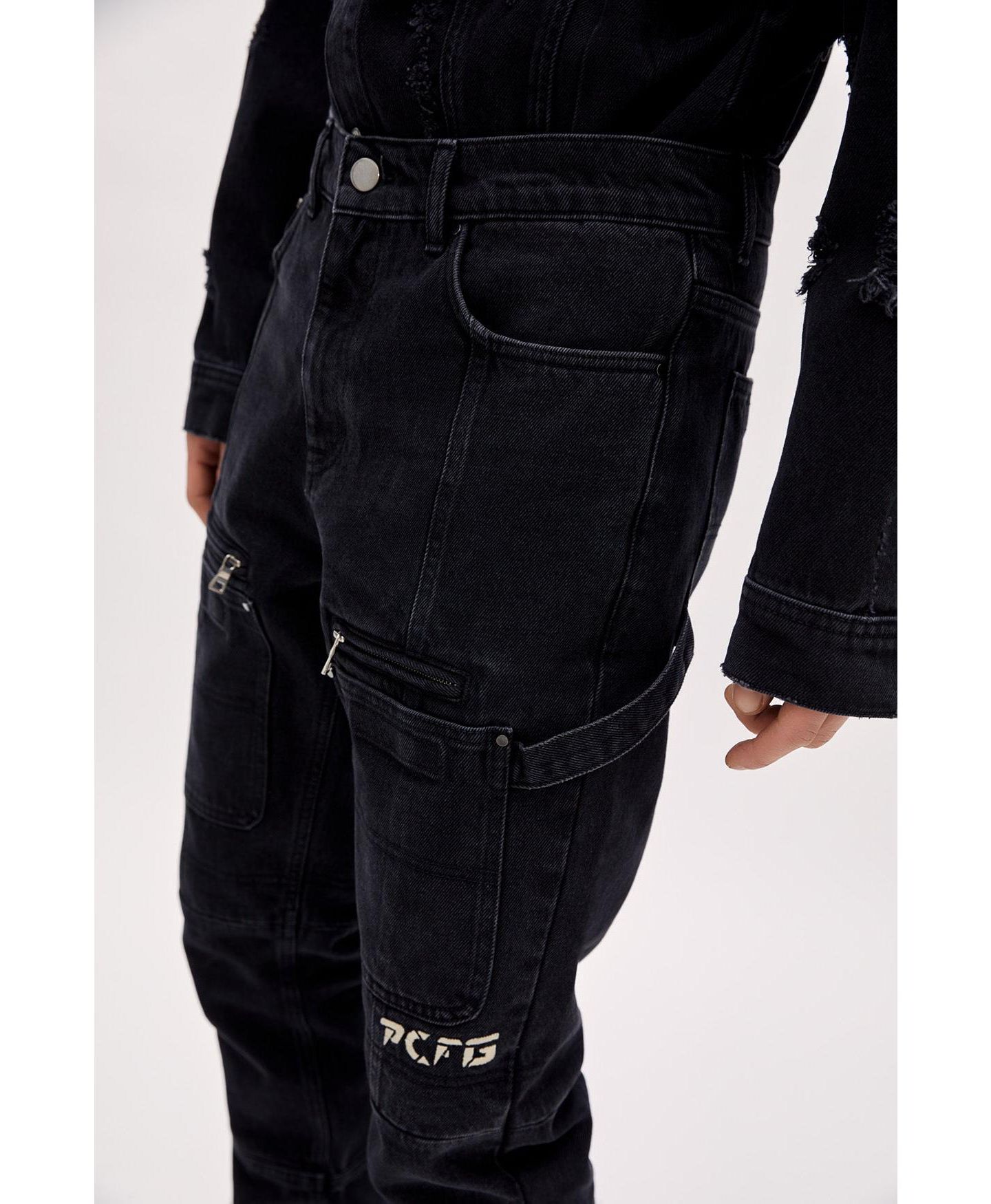 Мужские брюки PCFG Cargo Denim With Zip, цвет: Чёрный — фото 5