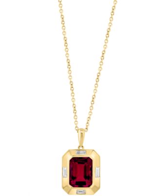 EFFY&reg; Garnet (3 ct. t.w.) & White Topaz (1/5 ct. t.w.) Pendant Necklace in 14k Gold, 17" + 1" extender