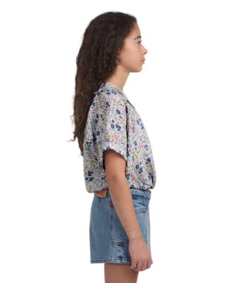 Big Girls Floral Twist Button Up Top