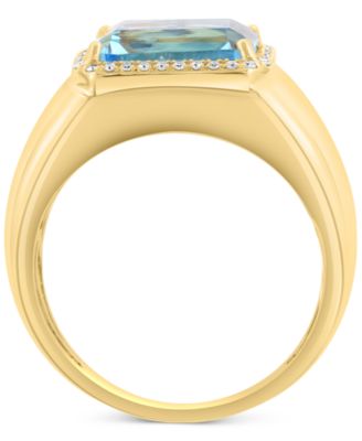 EFFY&reg; Sky Blue Topaz (4-1/2 ct. t.w.) & Diamond (1/10 ct. t.w.) Halo Ring in 14k Gold-Plated Sterling Silver
