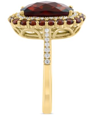 EFFY&reg; Garnet (4-1/3 ct. t.w.) & Diamond (1/5 ct. t.w.) Halo Ring in 14k Gold