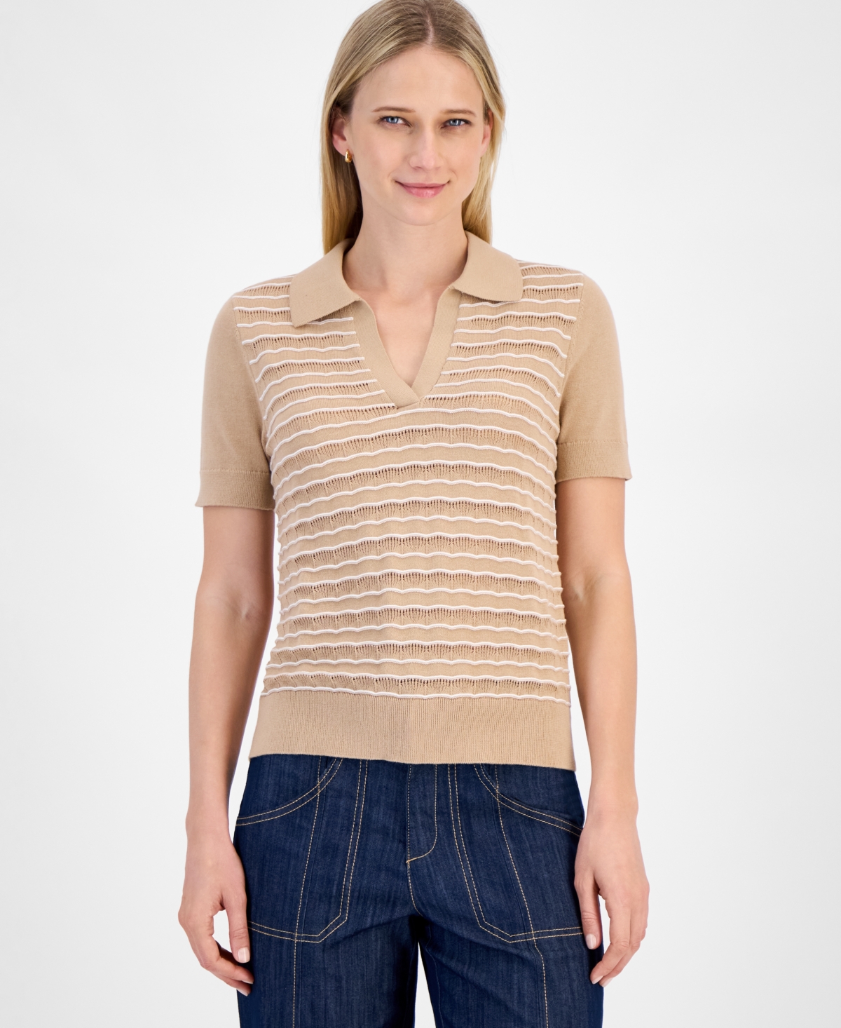 Nautica Jeans Women's Cotton Textured-knit Sweater