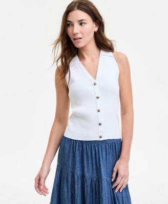 Nautica Jeans - Women's Cotton Collared Sleeveless Sweater