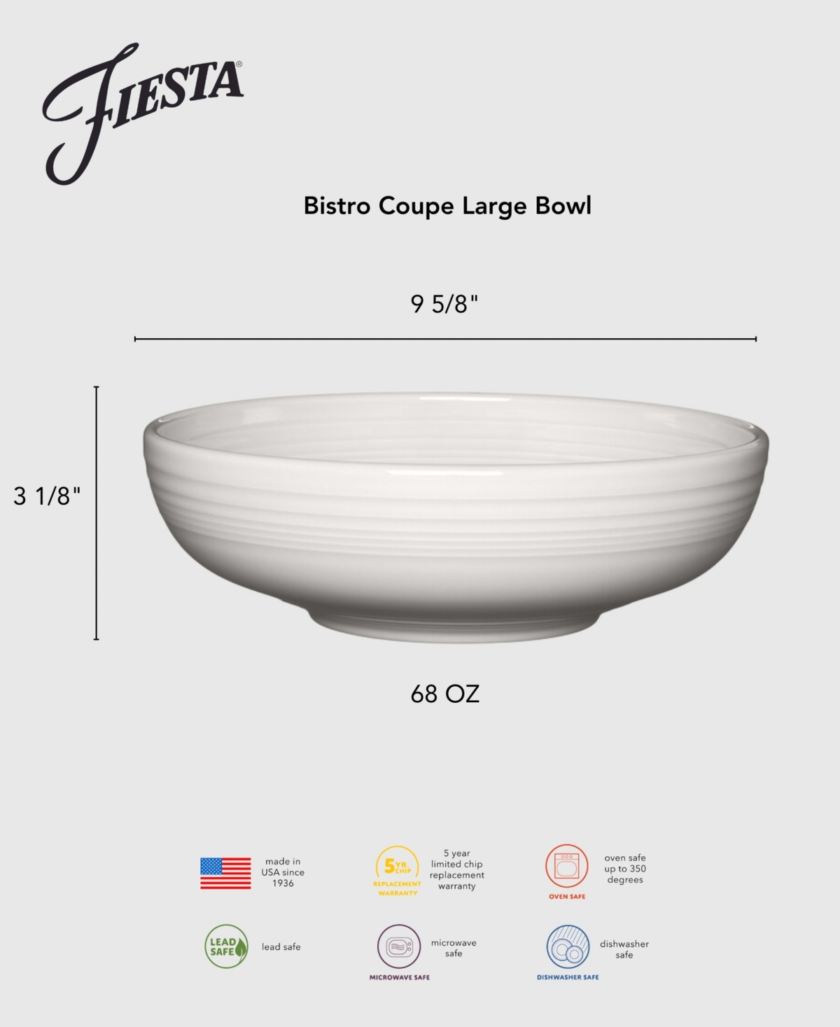 Fiesta Bistro Coupe Large Bowl, 68 Oz.