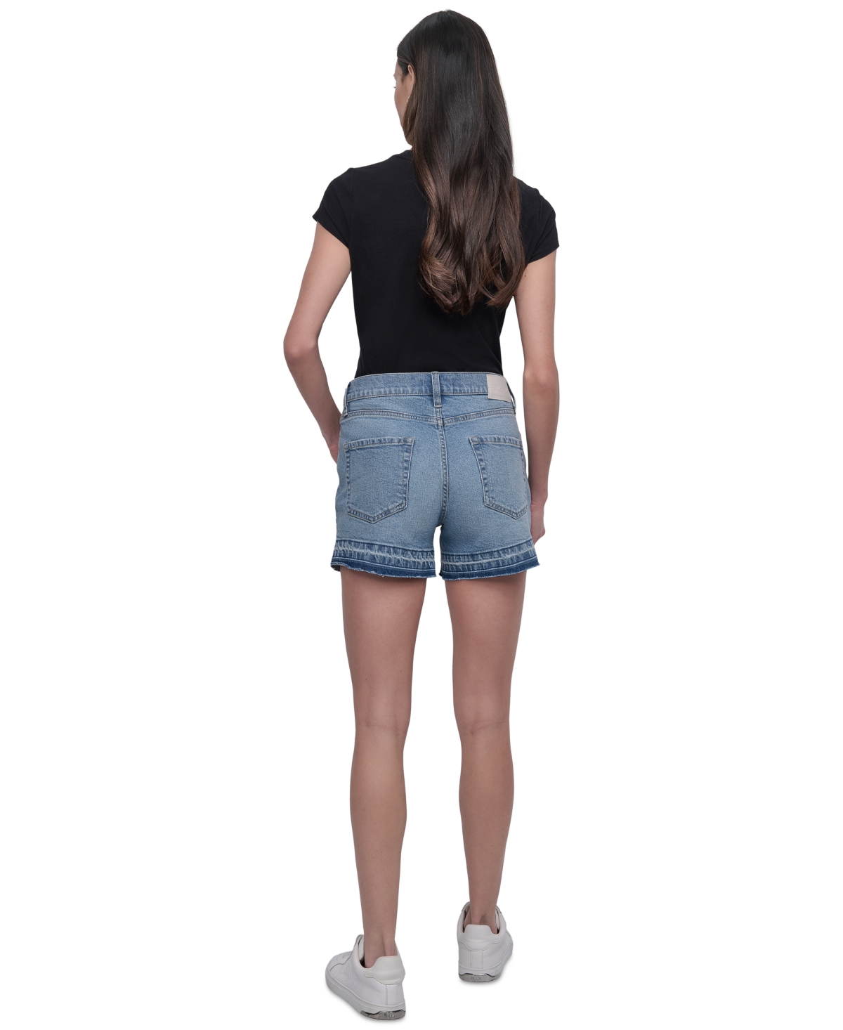 DKNY JEANS WOMEN'S MID-RISE RELEASED-HEM DENIM SHORTS 