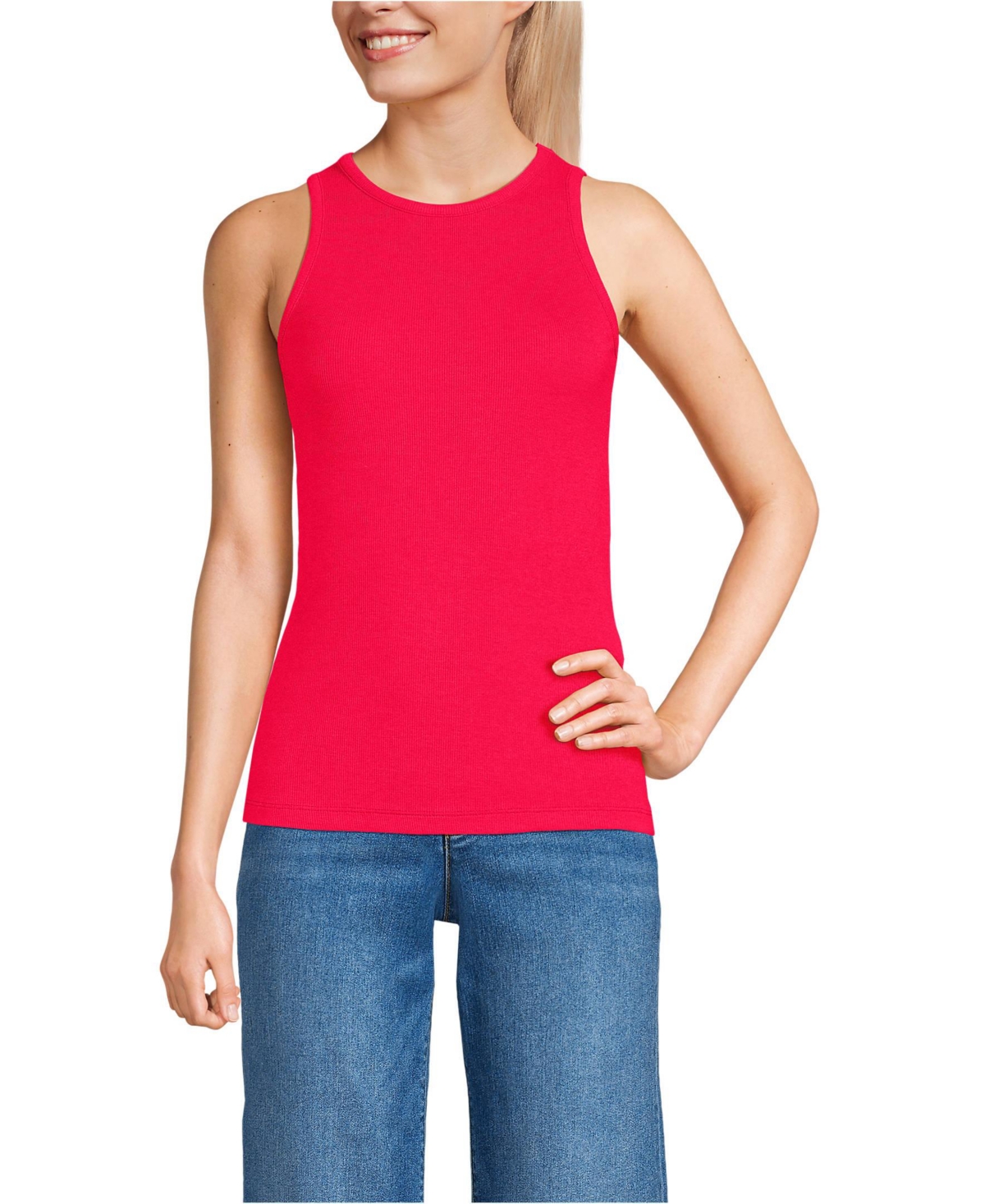 Women's Drapey Rib Fitted Tank Top - Crisp blue