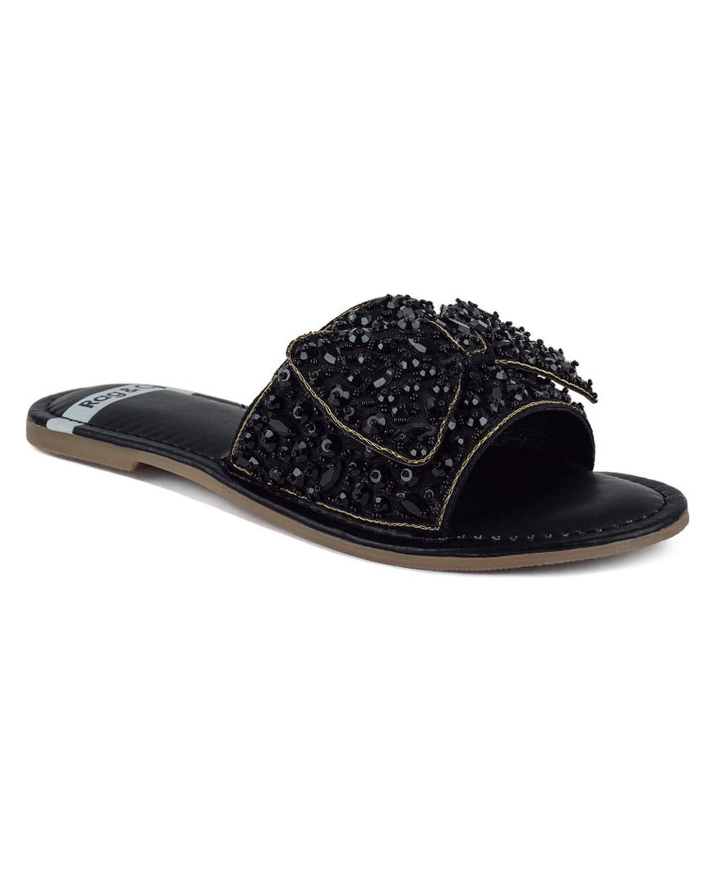 Женские балетки Rag & Co Pipa Big Bow Beaded Flats, цвет: Чёрный — фото 2