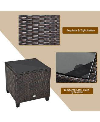 3PCS Patio Outdoor Rattan Conversation Set Garden Yard w/ Cushions Coffee Table