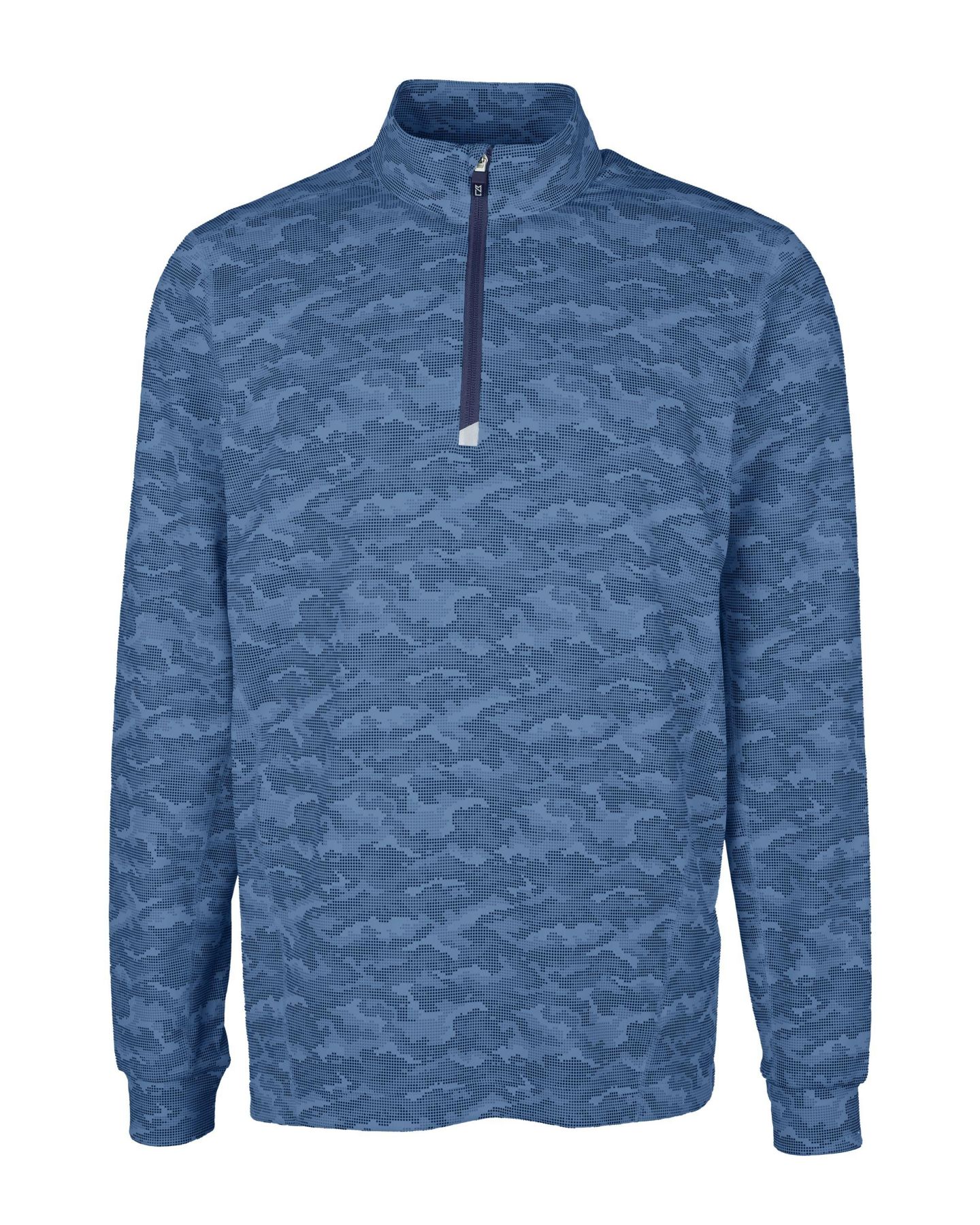 Мужская куртка Cutter & Buck Traverse Camo Print Stretch Quarter Zip Pullover, цвет: Тёмно-синий — фото 2