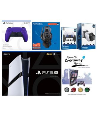 Playstation 5 Pro Bundle with Extra Controller, Plantronics Headset, FPS Grip Kit, Dual Charge Dock and MightySkins Decal Voucher Plus 2 Year CPS Extended Warranty