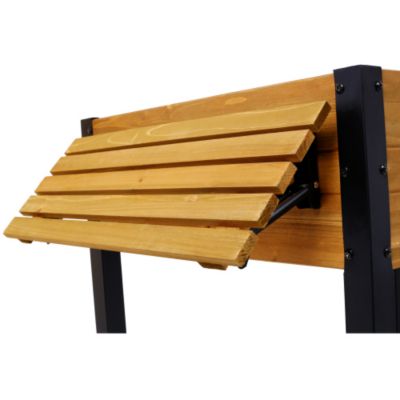 52.7inch x 23.6inch x 29.5inch Raised Garden Bed Metal Leg Wood Planter Box with Folding Storage Shelf