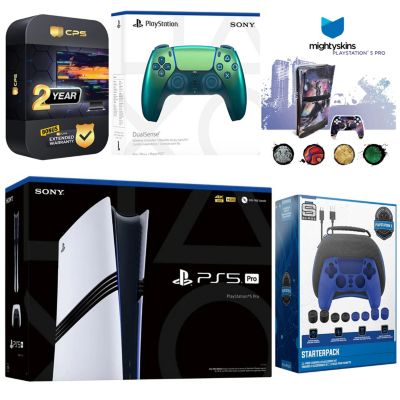 PlayStation 5 Pro with Extra Controller, Pro Gamer Starter Kit and MightySkins Decal Voucher Plus 2 Year CPS Extended Warranty