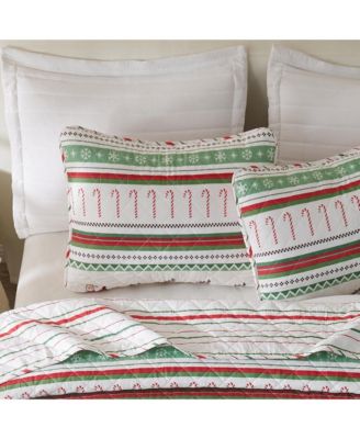 Holiday Striped Microfiber Lightweight Quilt Set with Shams