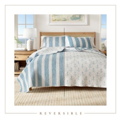 Stripes & Anchors Microfiber Quilt Set With Shams