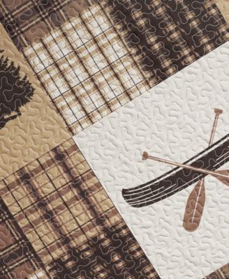 Rustic Lodge Patchwork Microfiber Quilt Set With Shams