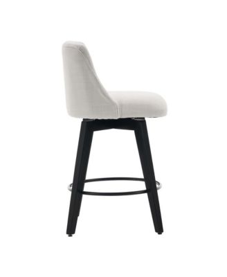  Set of 2  Linen Upholstered, Tufted Back  25" Swivel   Counter Height Stools