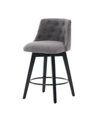  Set of 2  Linen Upholstered, Tufted Back  25" Swivel   Counter Height Stools