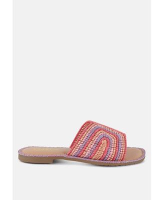 Rag and Co Womens Kivah Handwoven Raffia Slip-On Flats