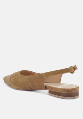 Rag and Co Womens Uwaha Genuine Leather and Real Suede Slingback Flats