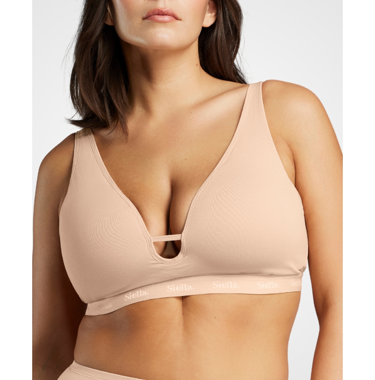 Women's Organic Cotton Plunge Foam Bra - Beach beige
