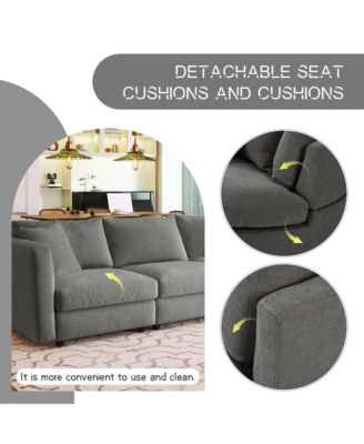 Three Indoor Cushioned Combination Sofas with Three Pillows and Curved Seat, for Living Room, Study Room, and Apartment