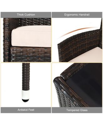 8PCS Rattan Patio Furniture Set Cushioned Sofa Chair Coffee Table